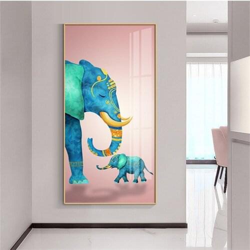 Traditional Chinese Elephant Abstract Golden Print Painting Wall Art Picture Poster on Canvas for Living Room Office Home Decor