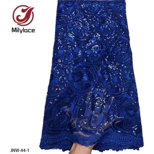 African Lace Fabric 2021 High Quality Lace Sequins Lace Fabric 5 Yards for Wedding Sewing JNW-44