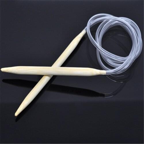 8mm Bamboo Circular Knitting Needles Transparent Tube Crochet Hooks Set DIY Crafts Loom Tools 120cm(47 2/8") long, 1 PC