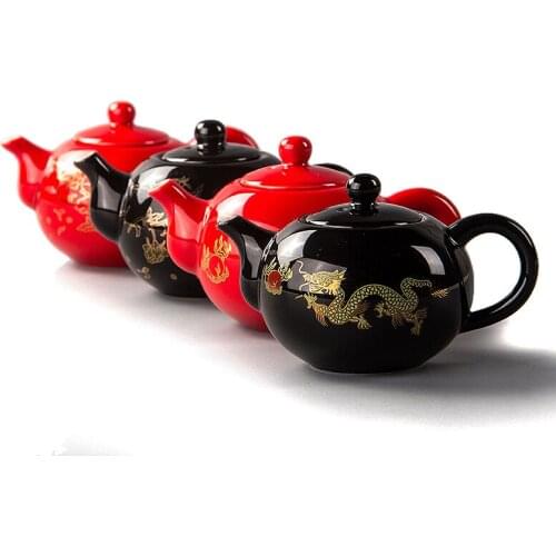 177ml Red Teapot Chinese Dragon Tea Pot Ceramic Tea Set Kettle Kung Fu Teapot Tea Service Wedding Gifts For Guests Friends D006