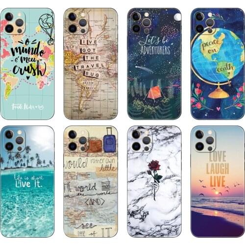 Black tpu case for iphone5s se 2020 6 6s 7 8 plus x 10 XR XS 11 12 mini pro MAX back Summer Travel Pack your Bags Lets Go Clear