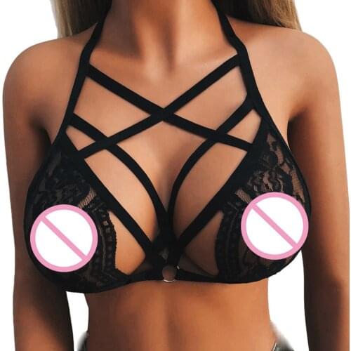 Erotic Lingerie Bras For Women Sexy Erotic Open Cup Laced Bra Lingerie Sport Yoka Bandage Hollow Bra Corset Push Up Underwear