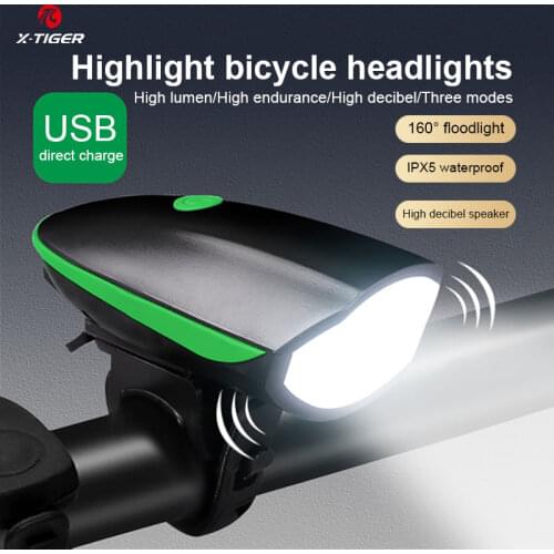 X-TIGER Bike Flashlight With Electric 130dB Horn Bicycle Bell Bike Light MTB Multifunction Ultra Bright Rainproof Bicycle Light