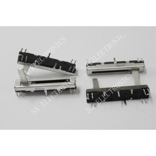 [LAN]Black 4.5 cm 45MM long double mixer fader Potentiometer switch B10K X2--10PCS/LOT