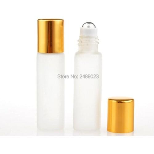 Mini 5ml Travel Frosting Glass Roll on Perfume Bottle For Essential Oils Empty Cosmetic Containers With Steel Beads 100pcs/lot