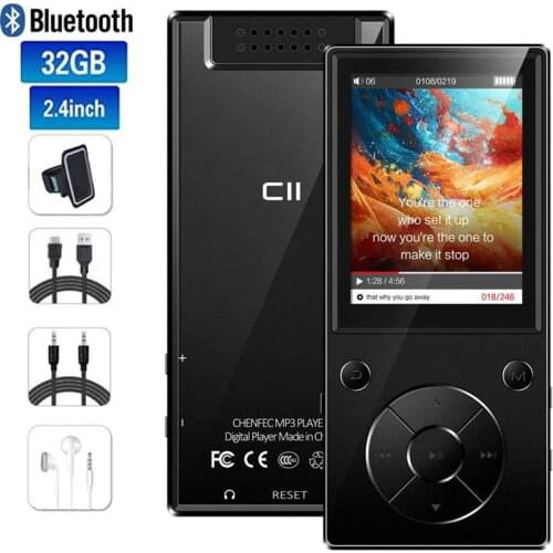32GB MP4 Player Bluetooth5.0 with 2.4 Inch Large Screen Built-in Speaker Lossless HiFi Sound Music Player Video Player FM Radio