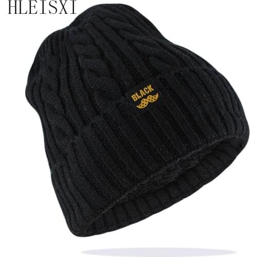Men Winter Warm Hat New Fashion Adult Unisex Knitted Casual Beanies Skullies Cotton Wool Hats Brand Outdoor Solid Gorros