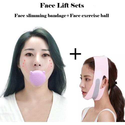 Face Lift Set Face Slimming Bandage Exerciser Ball Double Chin Cheek Lift Up Slim Belt Strap Mask Beauty Skin Care Tools