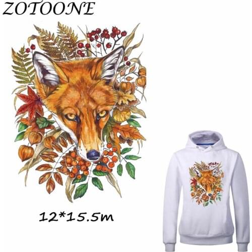 ZOTOONE Flower Fox Patches Iron on Transfers DIY Accessory Decoration Patch for Clothing Print on T-shirt Jeans Applique Clothes