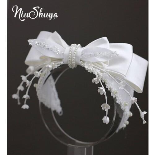 NiuShuya Sweet Mini Flower Hairband Wedding Hair Jewelry Bridal Bowknot Hairwear Handmade Flower Hair Accessories