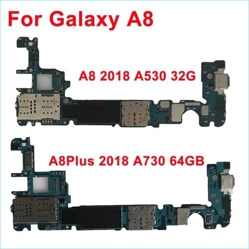 Original Unlocked Main Motherboard For Samsung Galaxy A8 PLUS 2018 A730 A730F/DS A730F 64G Logic Board A8 2018 A530F 32G