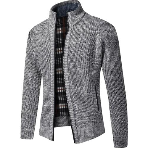 2020 Autumn Winter Mens Sweater Coat Faux Fur Wool Sweater Jackets Men Zipper Knitted Thick Coat Warm Casual Knitwear Cardigan