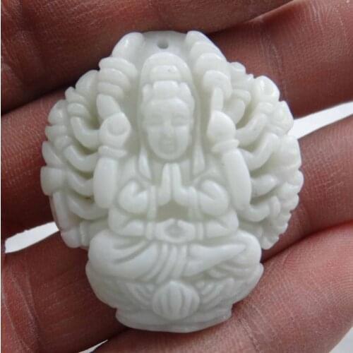 Natural stone Quartz crystal Chinese stone hand-carved statue of Avalokitesvara amulet pendant for diy jewelry making necklace