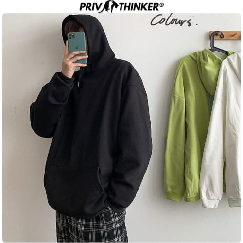 Privathinker Mens Solid Harajuku Spring Hoodies Men 2020 Fashion Korean Hooded Sweatshirt Male Collage 8 Colors Sweatshirt 5XL
