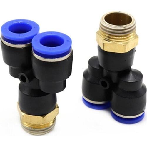 PX" Pneumatic Fitting Y Shaped Tee 4mm-12mm OD Hose Tube M5 1/8" 1/4" 3/8" 1/2" BSP Male Thread 3 way Air Coupler Connector