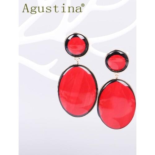 Fashion Drop Earring For Women Geometric Jewelry Red Resin Earrings Vintage Earrings Statement long metal drop earing Boho cc