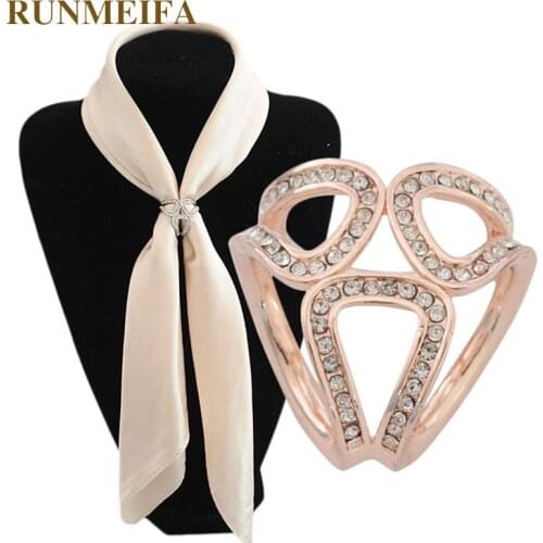 RUNMEIFA Three Circle Silk Scarf Buckle New Precision Polishing Products Word Exquisite Rhinestone Studded Silk Scarf Buckle