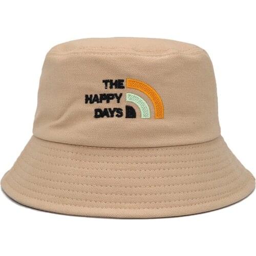 Fisherman hat female embroidered letter sun hat summer and autumn outdoor leisure basin hat macaron bucket hat