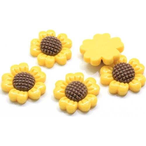 Mix Colors 22mm Resin Sunflower Flatback Cabochon Embellishment Accessories DIY Craft Scrapbooking