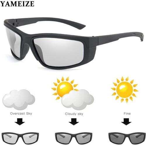YAMEIZE Polarized Photochromic Sunglasses Men Women Square Color Change Sun Glasses Chameleon Eyewear Driving Goggles Gafas