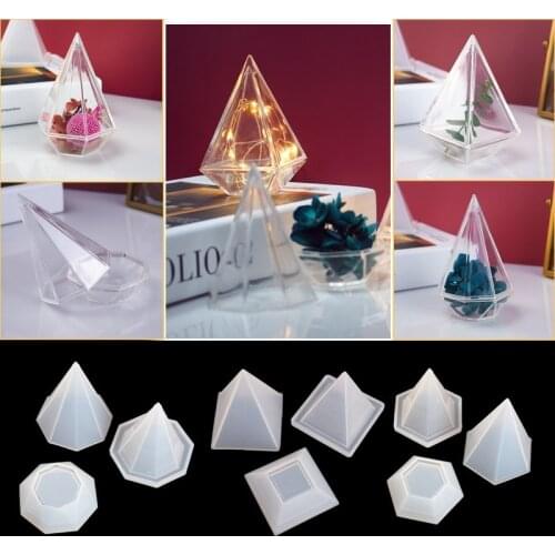 3 Types Hollow Polygon Resin Storage Box Mold Case Tools Pyramid Ornament