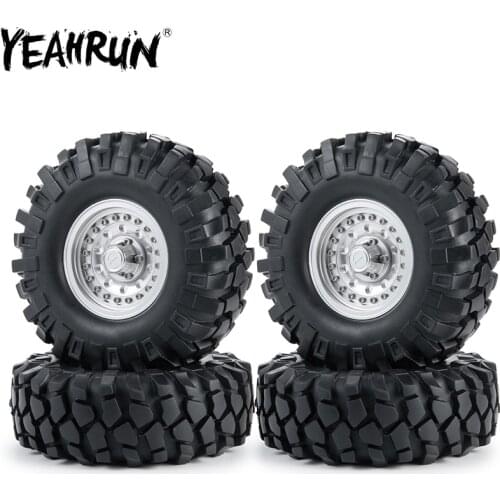 YEAHRUN 1.9inch Metal Wheel Rims with 108mm Rubber Tires Kit for 1/10 Axial SCX10 CC01 D90 90034 RC Rock Crawler Parts