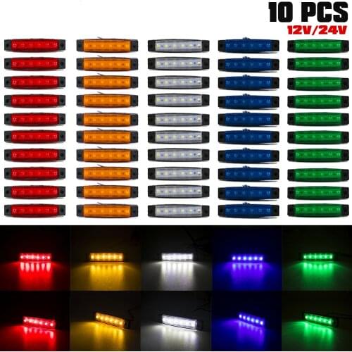 10PCS 12V 24V Warning Light 3 LED External Light Oval Clearance Trailer Truck Orange White Red LED Side Marker Lamp Truck Lorry