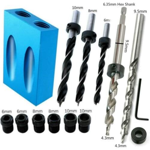 15 Degree Angle Blue Woodworking Oblique Hole Punching Locator, Wooden Furniture Splicing Connection Installation Magic Tool