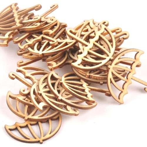 15Pcs Wooden Ornament Umbrella Shape For DIY Scrapbook Accessories Wood Slices Handmade Crafts Home Decoration 39x40mm M1703