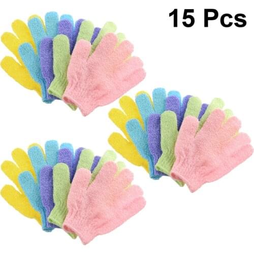 15pcs Bathing Gloves Convenient Durable Helpful Body Cleaner Exfoliating Gloves Shower Towels for Men Women