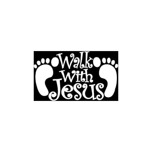 17.8CM*10.6CM Walk With Jesus Vinyl Car Motorcycle Sticker Decals Black/Silver C13-000140
