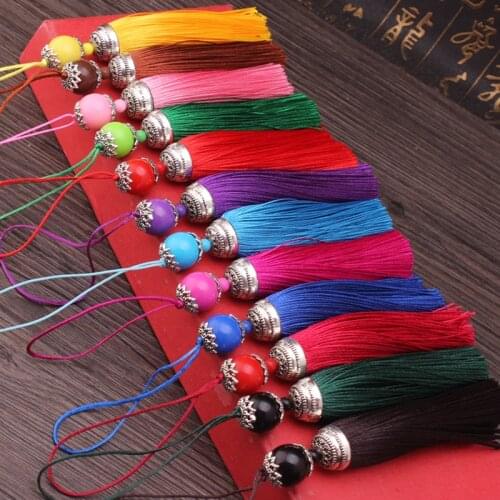2pcs/lot Silk Tassel Fringe brush Sling Tassels Trim with beads pendant for Sew Curtains jewelry Accessories DIY Wedding Decor