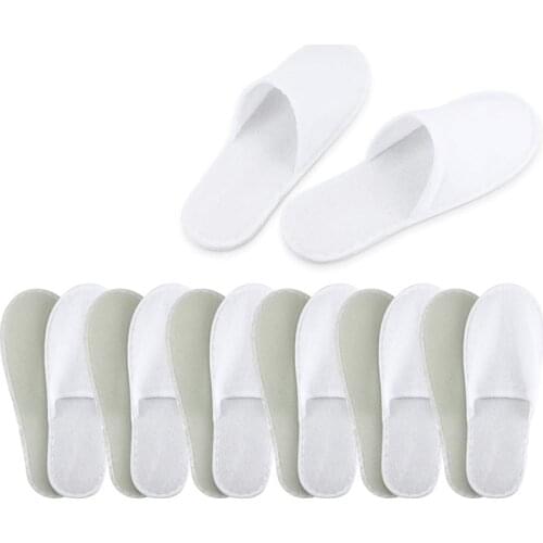 20 Pairs Disposable White Hotel Slippers for Guests, Closed Toe Slippers Fit for Women and Men
