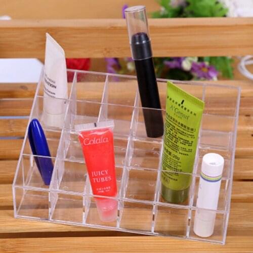 24 Grids Lipstick Jewelry Container Plastic Storage small Box Cosmetic Makeup Organizer Desktop Sundry Case 14.5 x 9.5 x 7.2CM