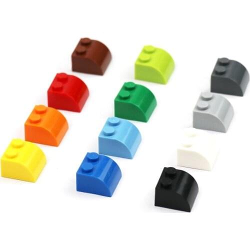 300PCS Curved City Building Bricks Special Blocks 2X2 with Arc Technical Toys Assemble with MOC Trucks Robots Build Accessories