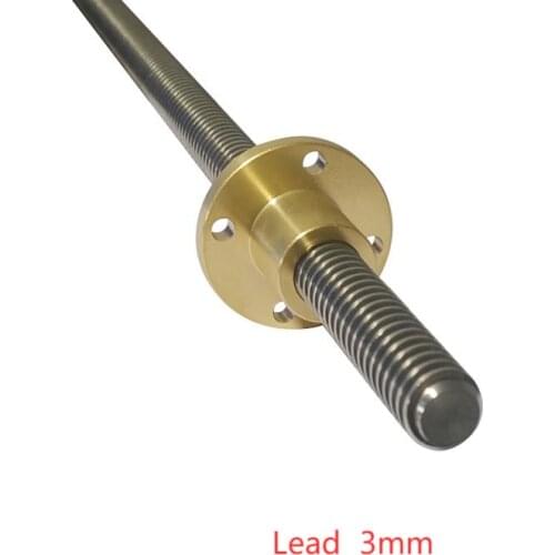 304 stainless steel T16 screw length 200mm lead 3mm 4mm 8mm trapezoidal spindle with nut