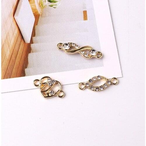 5pcs/lot Alloy Diamond Love Heart Pendants Buttons Ornaments Jewelry Earrings Bracelet Necklace Brooch DIY Jewelry Accessories