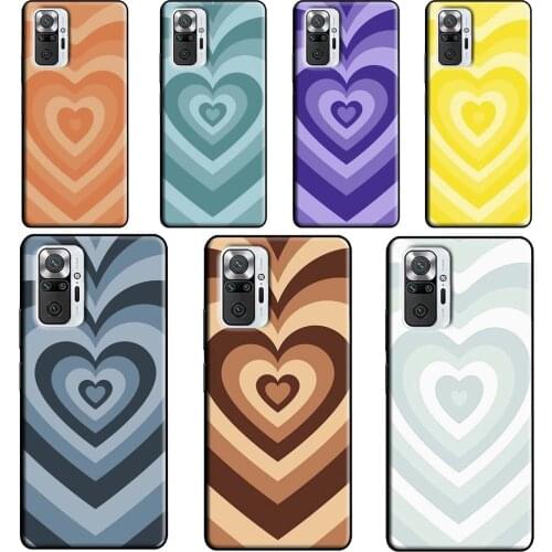 Latte Pink Brown Heart Aesthetic Case For Xiaomi Redmi Note 10 Pro Note 9 Pro 8 7 8T 9S Back Cover For Redmi 9T 9 9C 8A 9A
