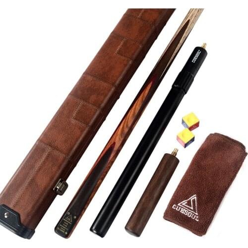 CUESOUL D412 57" 18oz 1-Piece Handmade Snooker Cue with Aluminum Telescope Extension & Case With Chalk and Cue Clean Towel