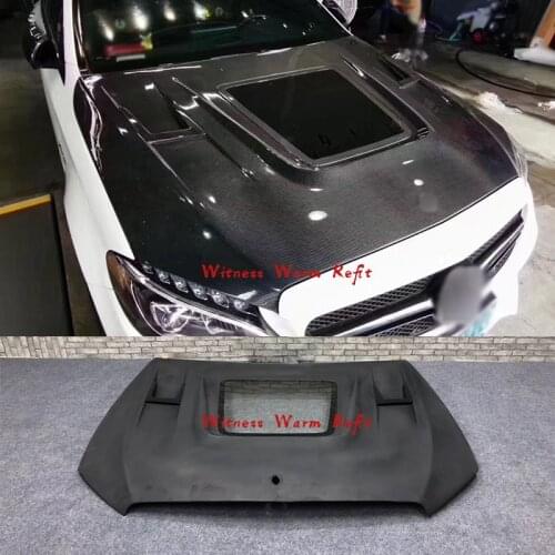 For W205 engine cover Carbon Fiber / FRP Engine Hood Transparent Bonnets For Mercedes-Benz C class W205 C63 engine bonnet 15-18