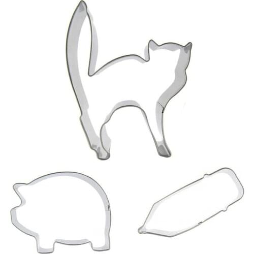 Cat, Fat Pig, Pencil shaped 3 piece biscuit cutting molds, baking tools, cake decorating soft candy tools