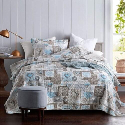 CHAUSUB Cotton Bedspreads Quilts For Bed 3pcs Printed Quilt Set Bed Cover Pillowcase King Queen Size Quilted Blanket On Bed
