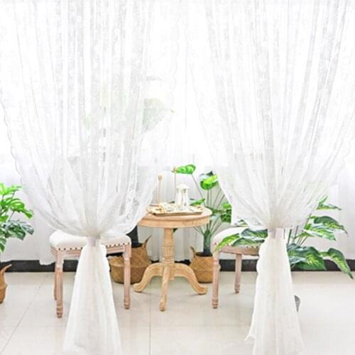 Lace window yarn curtain finished seasoning gauze French Korean American pastoral white yarn curtain door curtain window bedroom