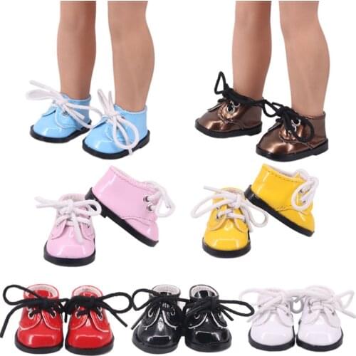 For 32-34 Cm Paola Reina &14.5 Inch Wellie Wisher &Nancy &Milu Doll Shoes Multi-color Shiny Leather Shoes Lace Style Accessories
