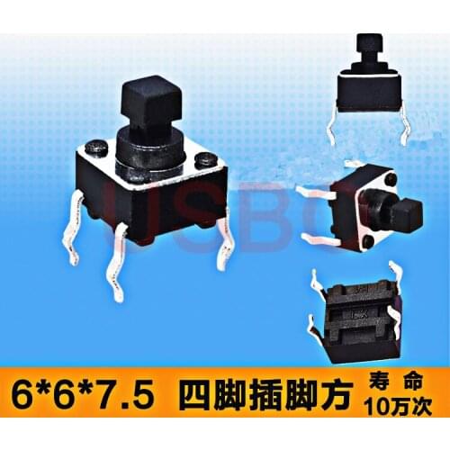 Square Push button switch Tactile Mini Tact Switch 6*6*8mm 4 Pins Black
