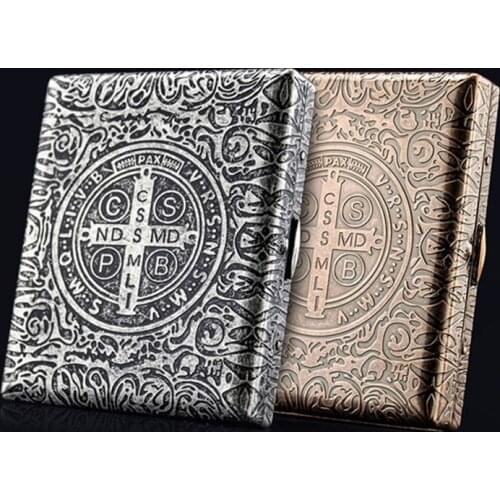 Hot Vintage Copper Cigarette Case 20 Sticks Constantine Cigarette Boxes Tobacco Holders Anti-pressure Smoking Accessories