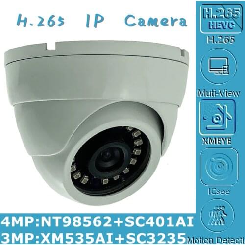 4/3MP IP Metal Ceiling Dome Camera NT98562+SC401AI 2560*1440 XM535AI+SC3235 2304*1296 H.265 Onvif VMS XMEYE IRC P2P Radiator