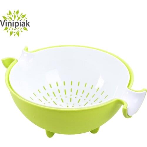 Multifunctional Washing Vegetables And Fruit Draining Basket Detachable Double Layer Drain Baskets Storage Salad Bowl 4 Colors