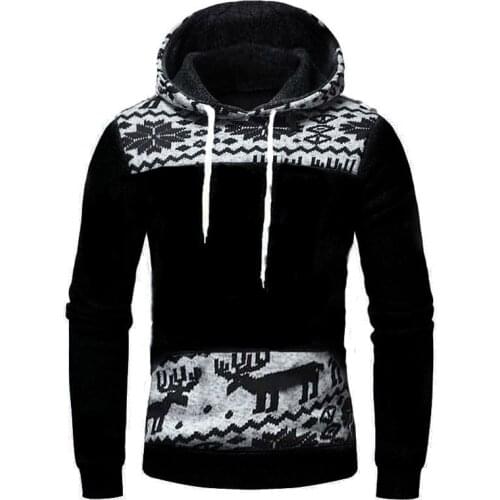 Autumn Oversized Hoodie Men Sweatshirt Christmas Deer Hoodies Sweatshirts Casual Long Sleeve Hooded Pullovers Streetwear Men 5XL