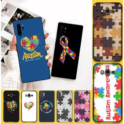Puzzle Autism Awareness Custom Soft Phone Case For Samsung Note 7 8 9 10 Lite Plus Galaxy J7 J8 J6 Plus 2018 Prime